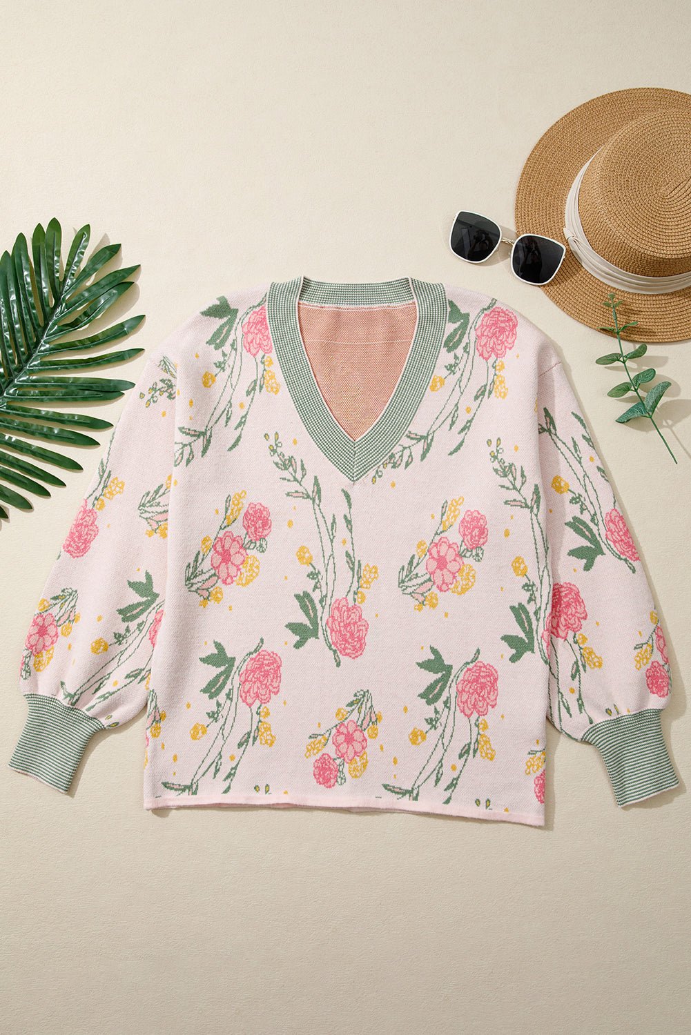 Clarimina Pattern Striped Loose Sweater - Hello Beautiful BoutiqueSweatersThreaded Pear