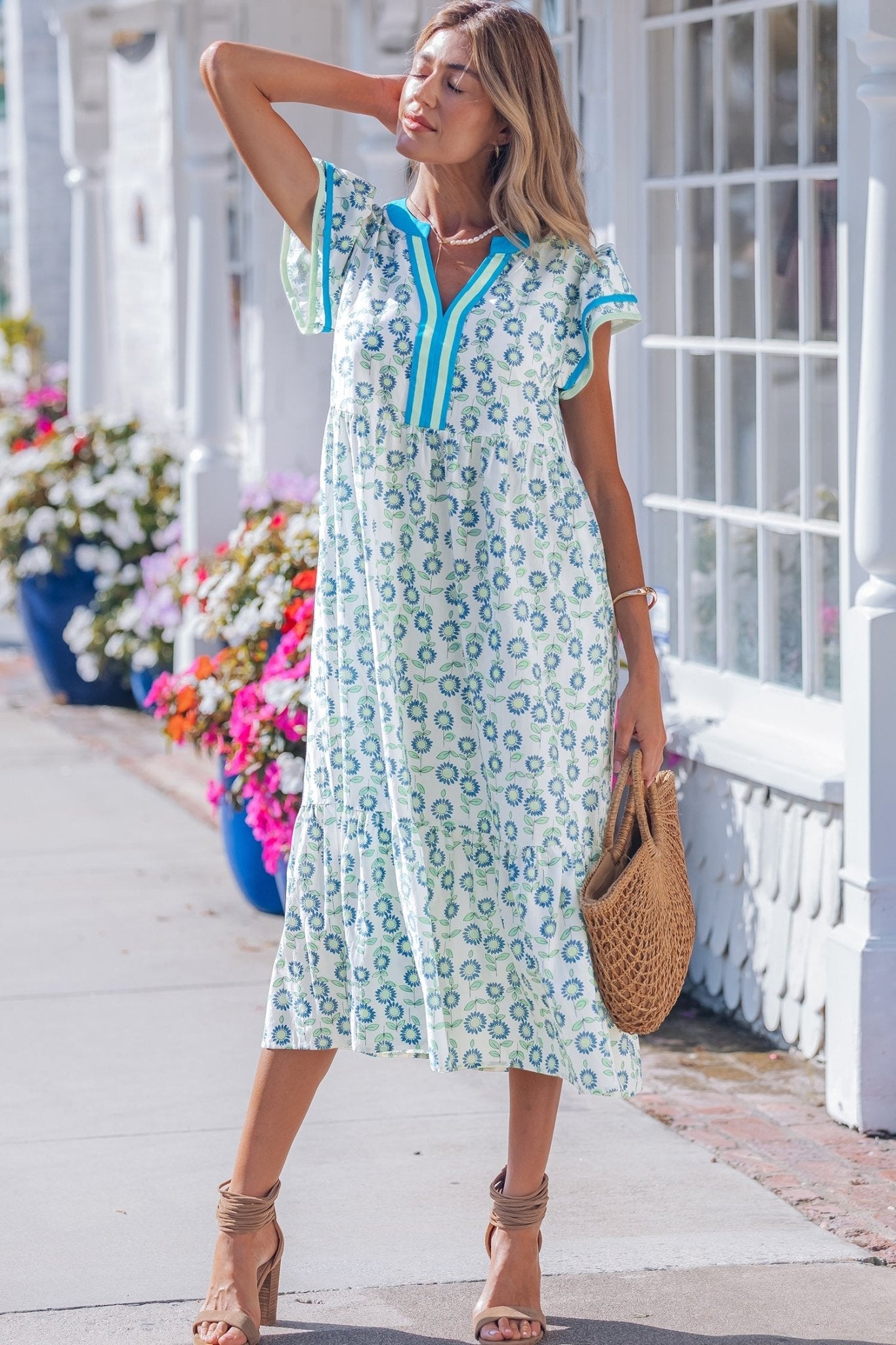 Clementine Flutter Sleeve Long Dress - Hello Beautiful BoutiqueFloral DressesThreaded Pear
