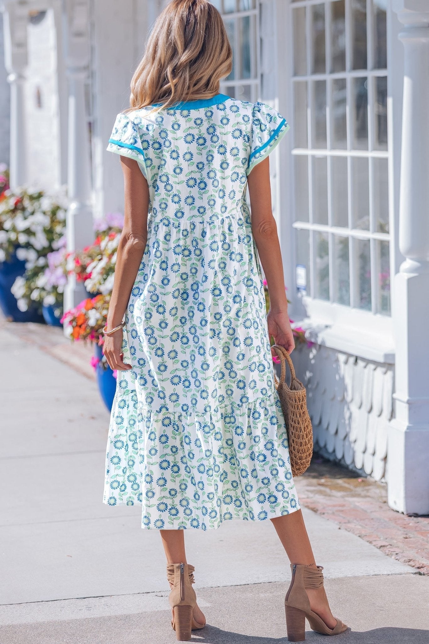 Clementine Flutter Sleeve Long Dress - Hello Beautiful BoutiqueFloral DressesThreaded Pear