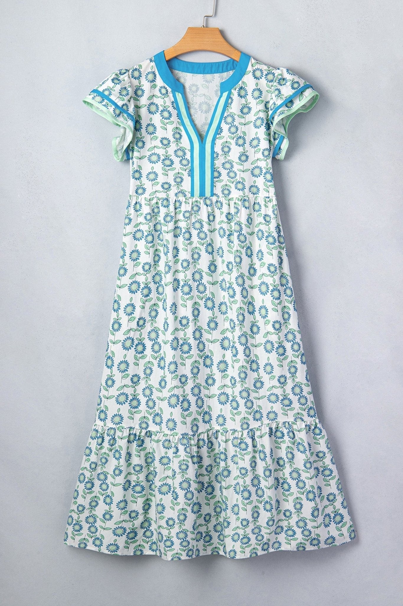 Clementine Flutter Sleeve Long Dress - Hello Beautiful BoutiqueFloral DressesThreaded Pear