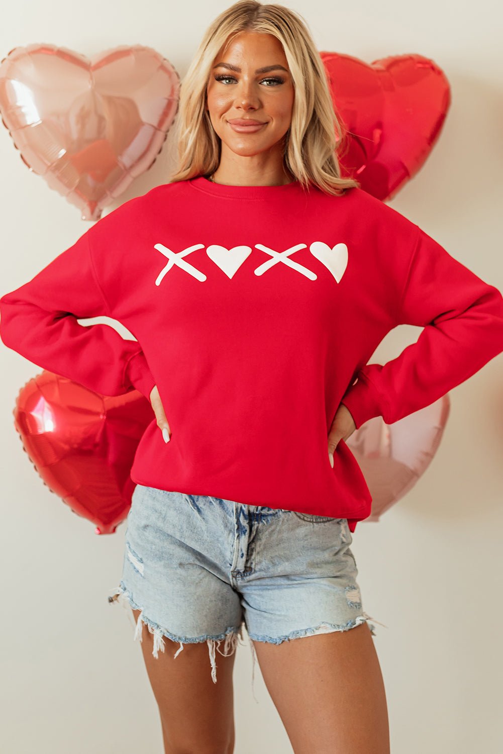 Clementine Print Valentines Heart Sweatshirt - Hello Beautiful BoutiqueGraphic SweatshirtsThreaded Pear