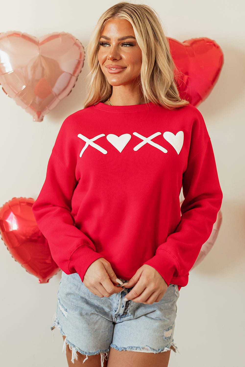 Clementine Print Valentines Heart Sweatshirt - Hello Beautiful BoutiqueGraphic SweatshirtsThreaded Pear