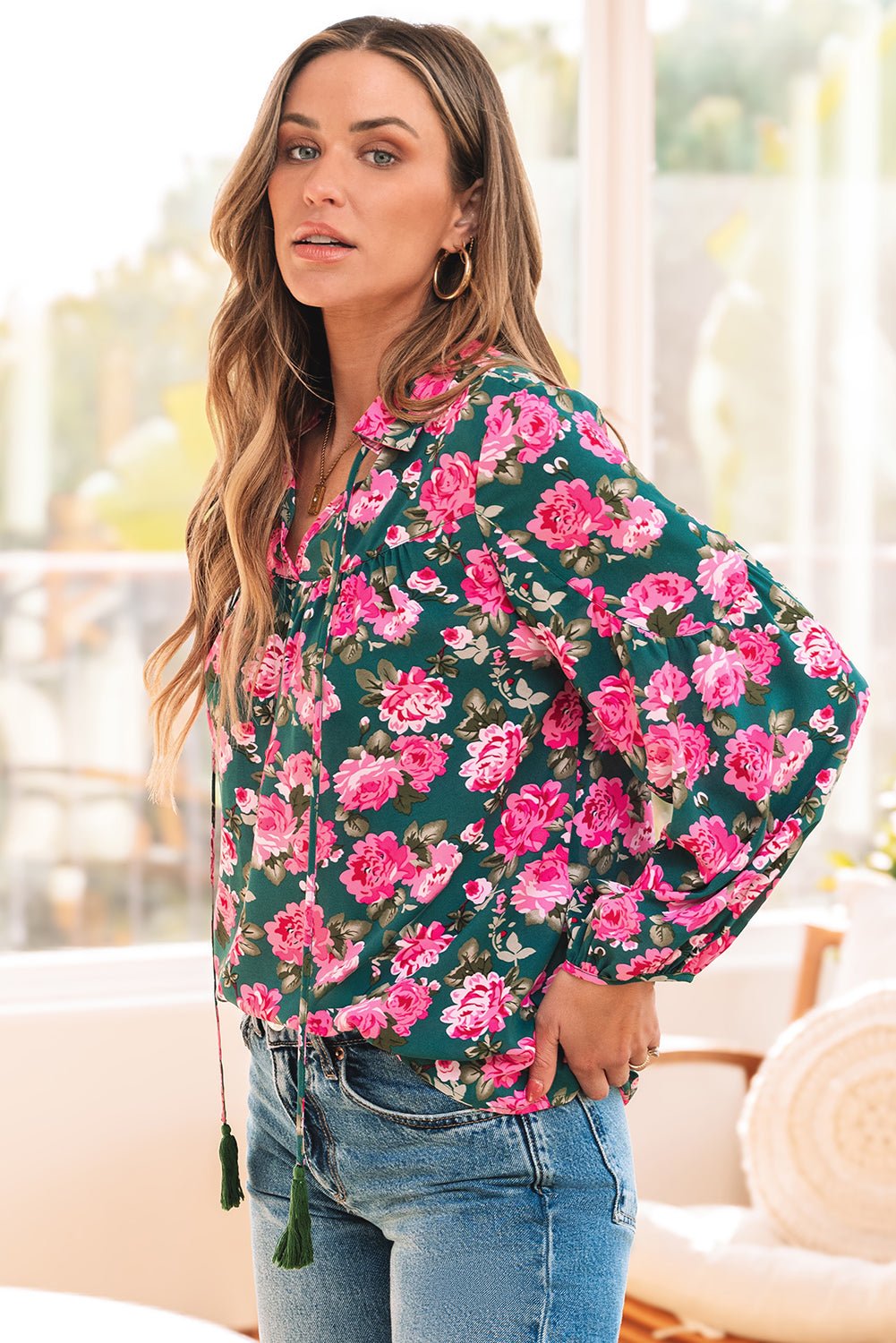 Cleo Collar Puff Sleeve Blouse - Hello Beautiful BoutiqueBlouses & ShirtsThreaded Pear