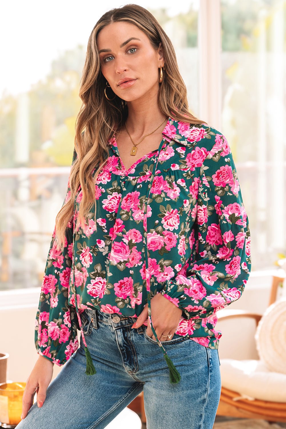 Cleo Collar Puff Sleeve Blouse - Hello Beautiful BoutiqueBlouses & ShirtsThreaded Pear