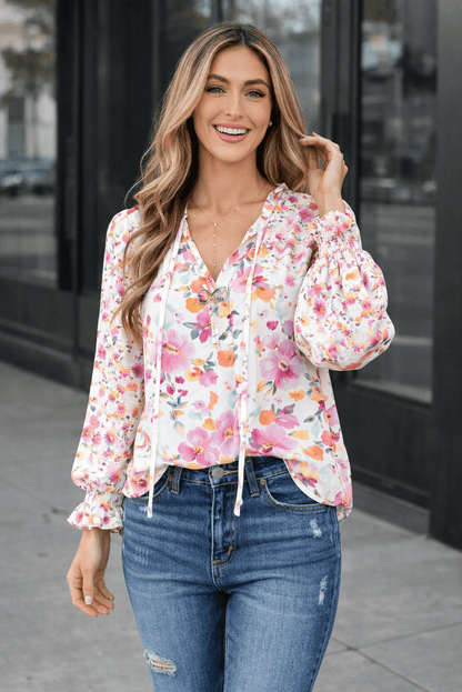 Clover Cakewalk Floral Smocked Blouse - Hello Beautiful BoutiqueBlouses & ShirtsThreaded Pear