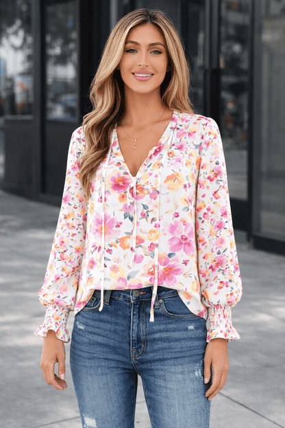 Clover Cakewalk Floral Smocked Blouse - Hello Beautiful BoutiqueBlouses & ShirtsThreaded Pear