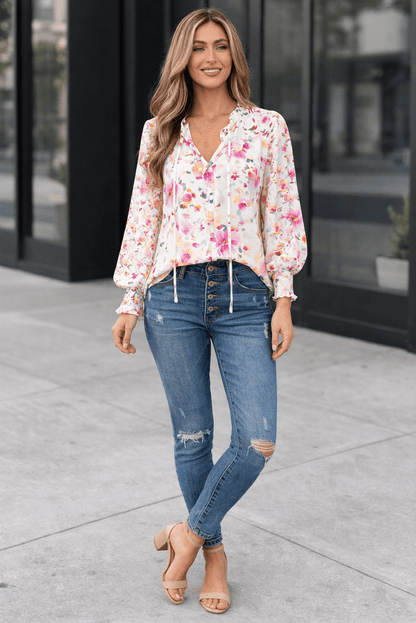 Clover Cakewalk Floral Smocked Blouse - Hello Beautiful BoutiqueBlouses & ShirtsThreaded Pear