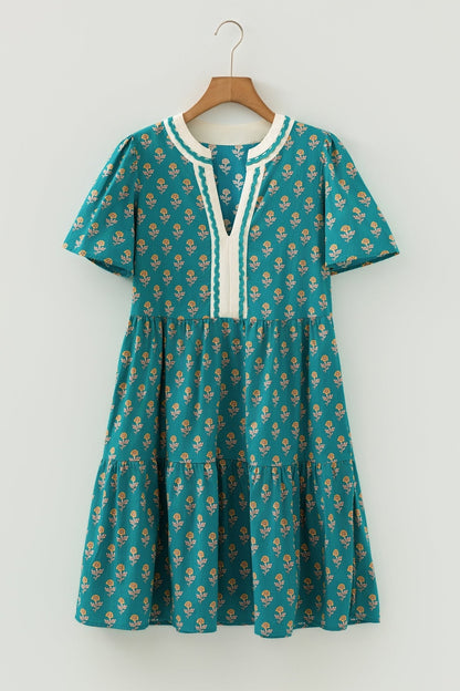 Clover Short Sleeve Floral Dress - Hello Beautiful BoutiqueFloral DressesThreaded Pear