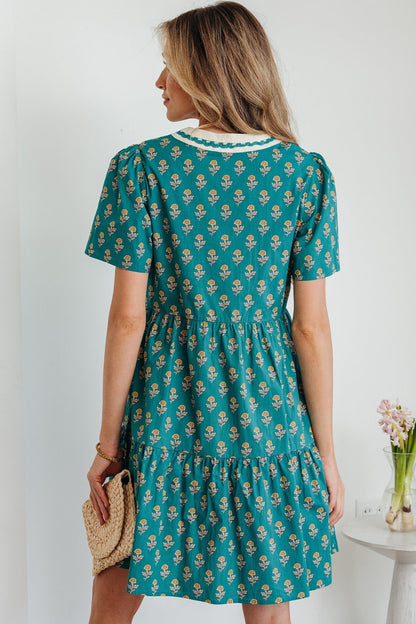 Clover Short Sleeve Floral Dress - Hello Beautiful BoutiqueFloral DressesThreaded Pear