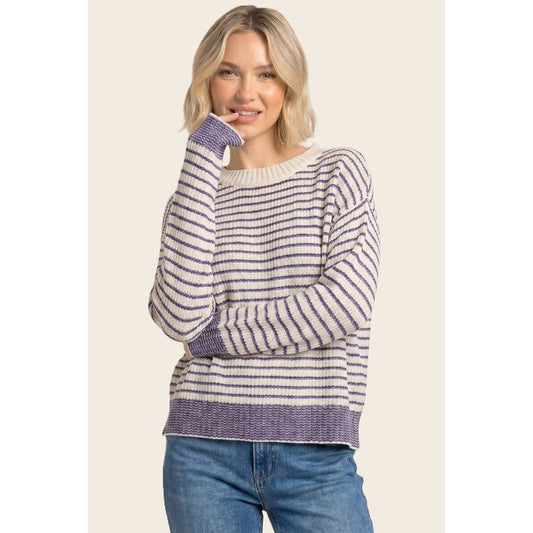Color Accent Striped Pullover Sweater - Hello Beautiful BoutiqueSweaterStaccato