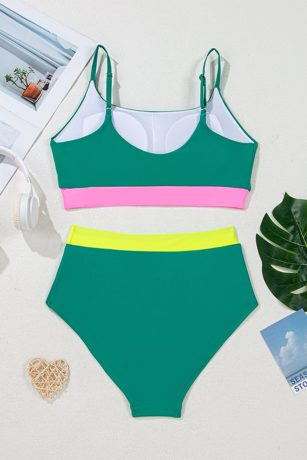 Cora Patchwork High Waisted Bikini - Hello Beautiful BoutiqueHigh Waisted SwimsuitThreaded Pear