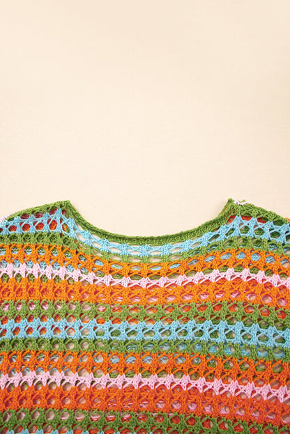 Cora Stripe Open Knit Sweater - Hello Beautiful BoutiqueBeach Cover-upsThreaded Pear