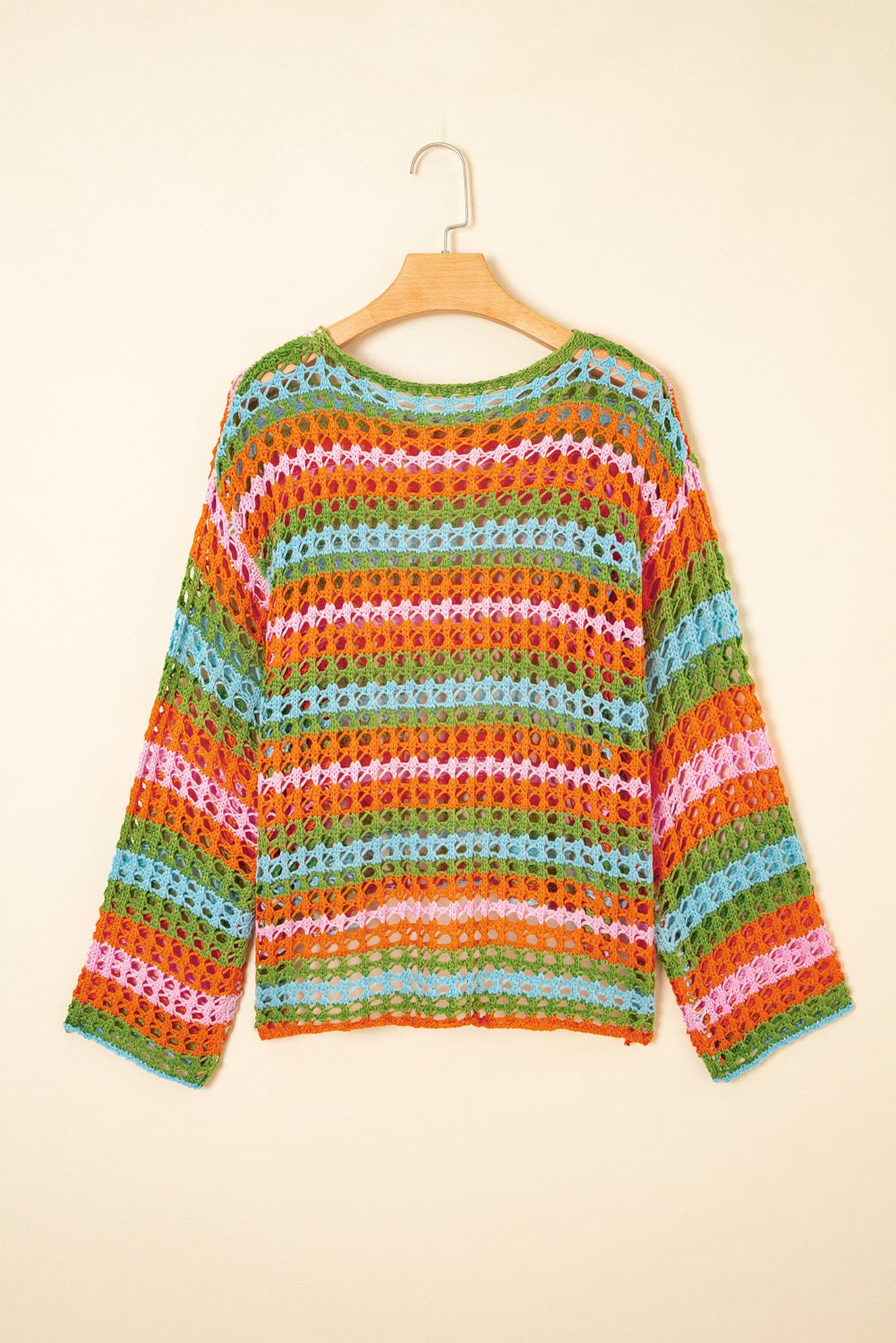 Cora Stripe Open Knit Sweater - Hello Beautiful BoutiqueBeach Cover-upsThreaded Pear