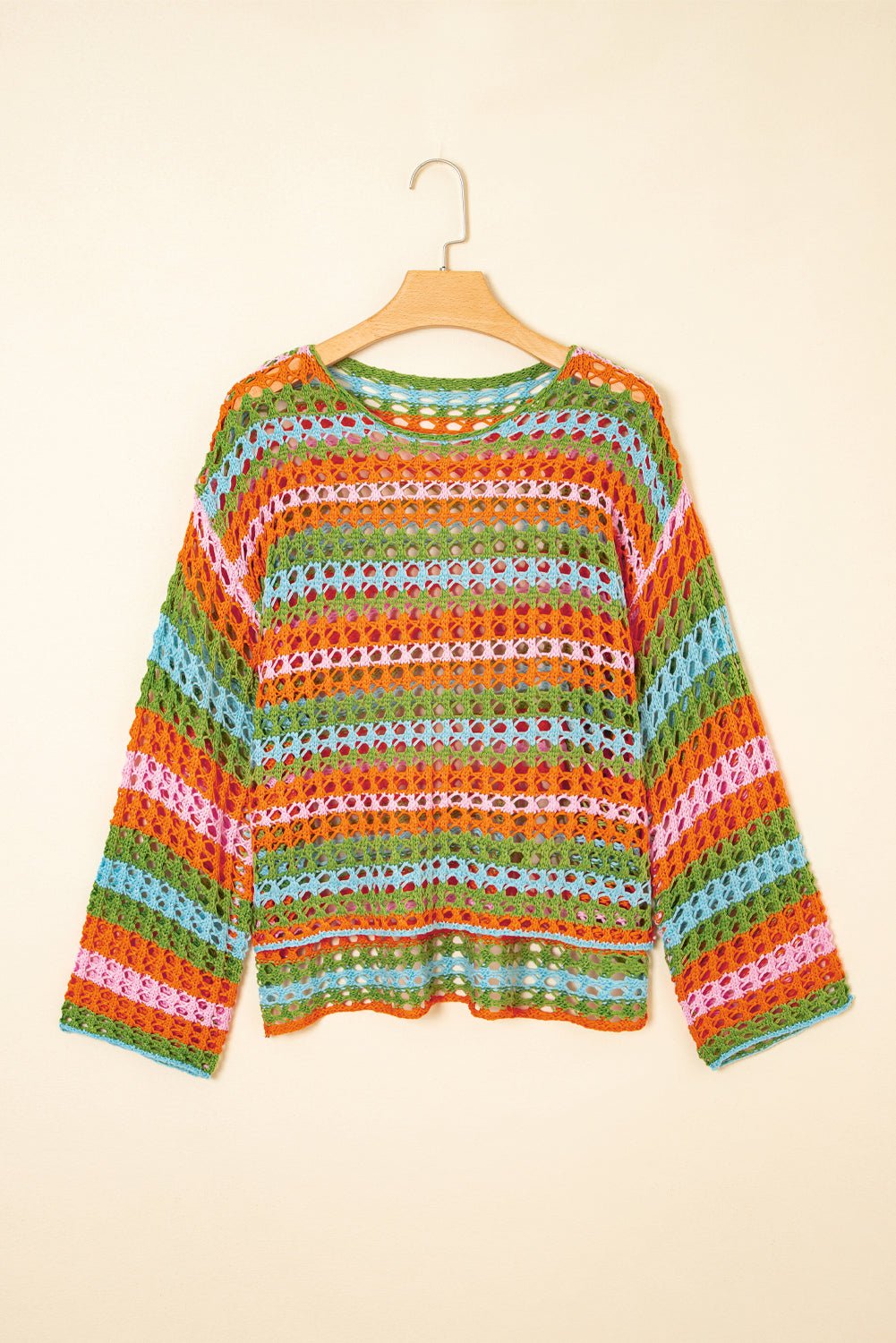 Cora Stripe Open Knit Sweater - Hello Beautiful BoutiqueBeach Cover-upsThreaded Pear