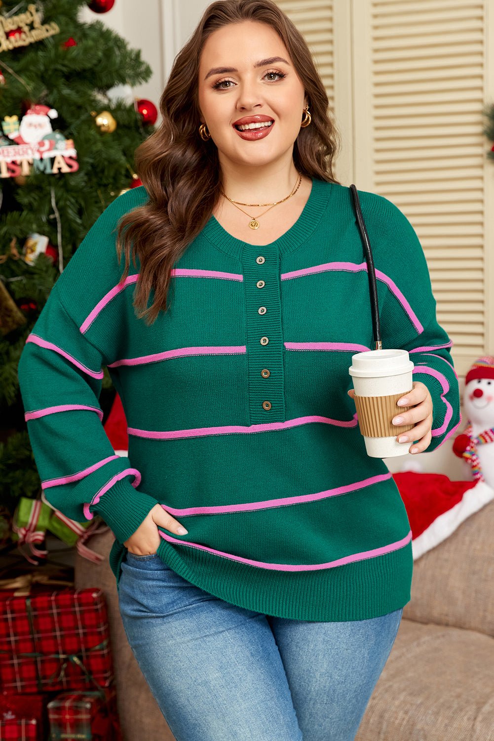 Coraline Half Drop Shoulder PLUS Sweater - Hello Beautiful BoutiquePlus Size Sweaters & CardigansThreaded Pear