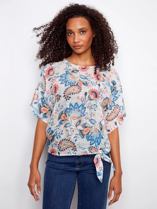 Cotton Guaze Blouse C4403 - Hello Beautiful BoutiqueTopCharlie B