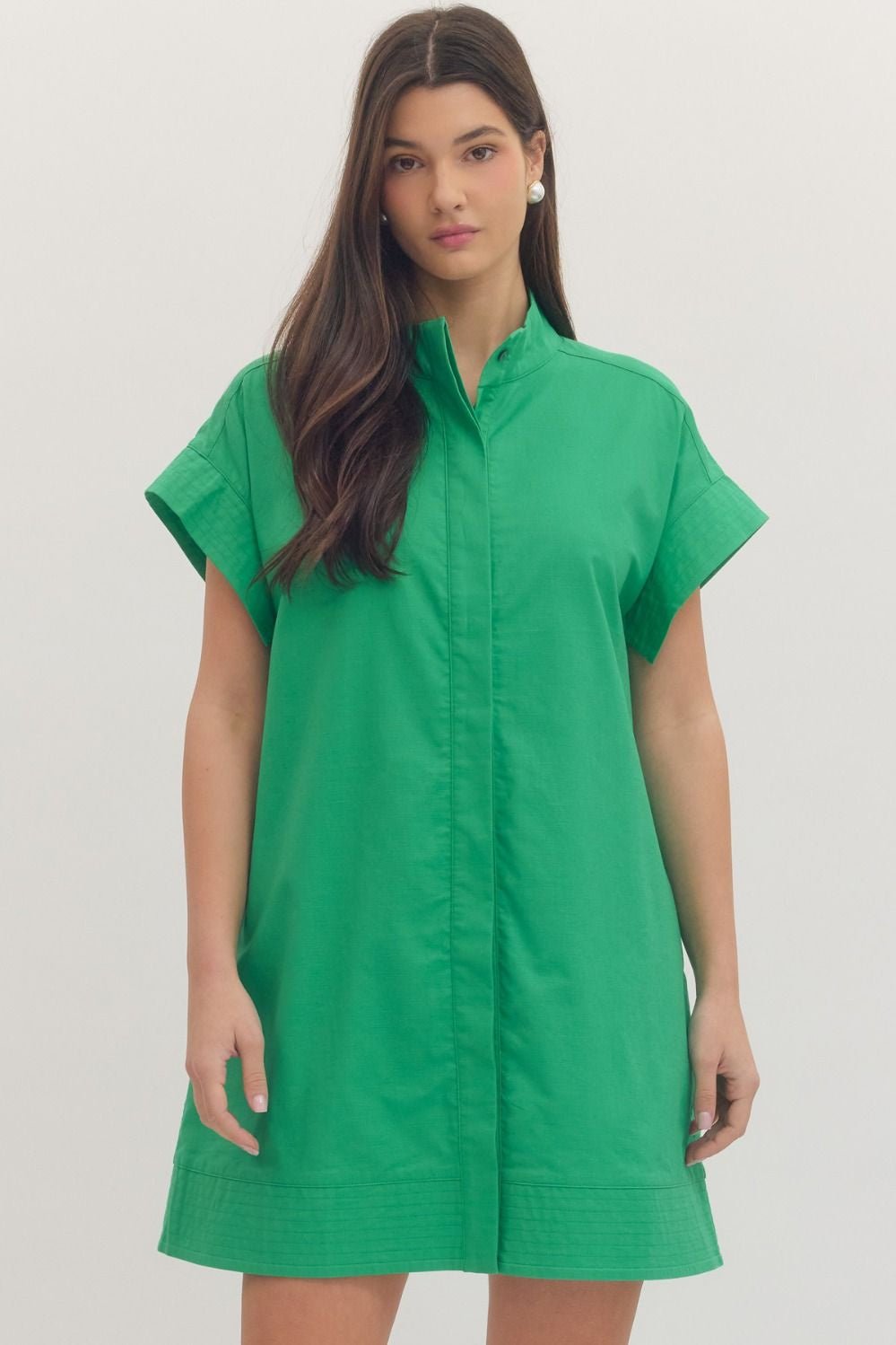 Cotton Linen Dress with Hidden Placket D30077 - Hello Beautiful BoutiqueDressEntro