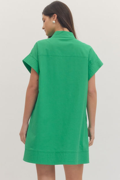 Cotton Linen Dress with Hidden Placket D30077 - Hello Beautiful BoutiqueDressEntro