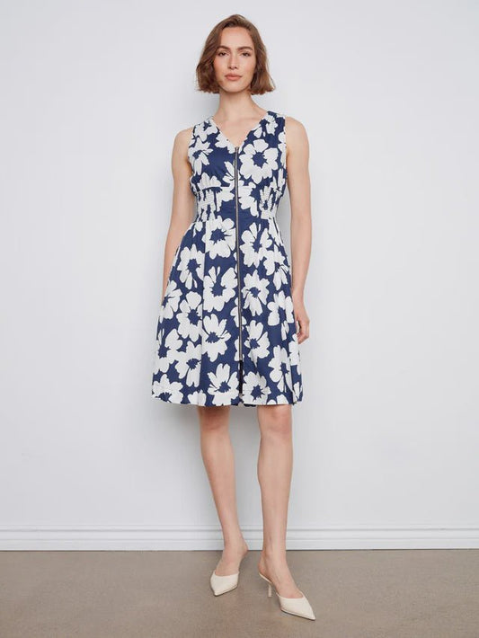 Cotton Voile Zip front Dress C3242P - Hello Beautiful BoutiqueDressCharlie B