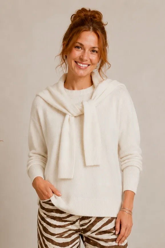 Crew Neck 2 For Pullover Sweater with Scarf - Hello Beautiful BoutiqueSweaterPine Apparel