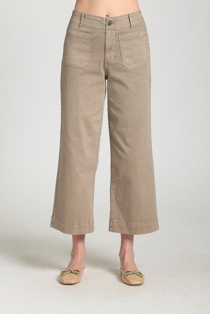 Cropped Wide Leg Pant w/ Patch Pockets B168 - Hello Beautiful BoutiqueJeansAPNY