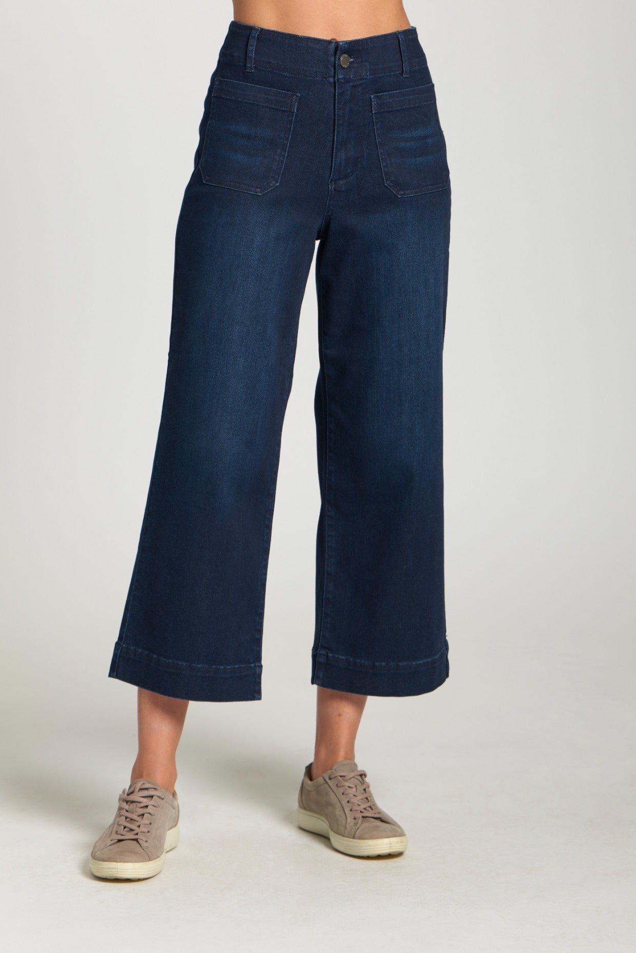 Cropped Wide Leg Pant w/ Patch Pockets B168 - Hello Beautiful BoutiqueJeansAPNY