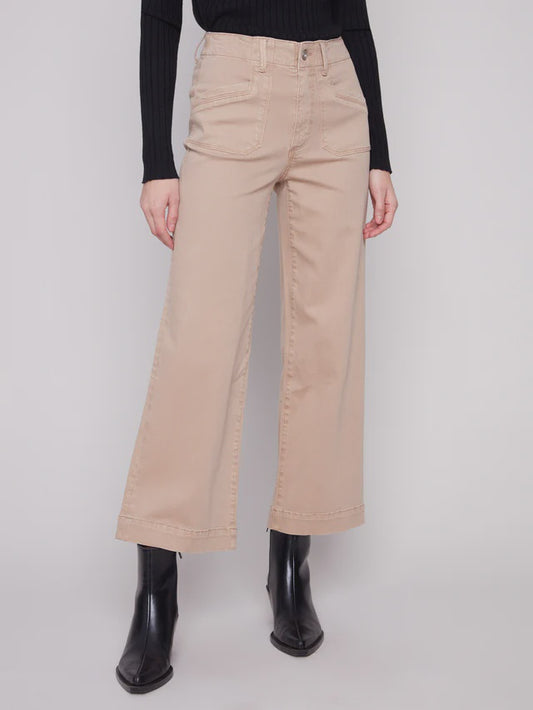 Cropped Wide Leg Twill Pant C5660