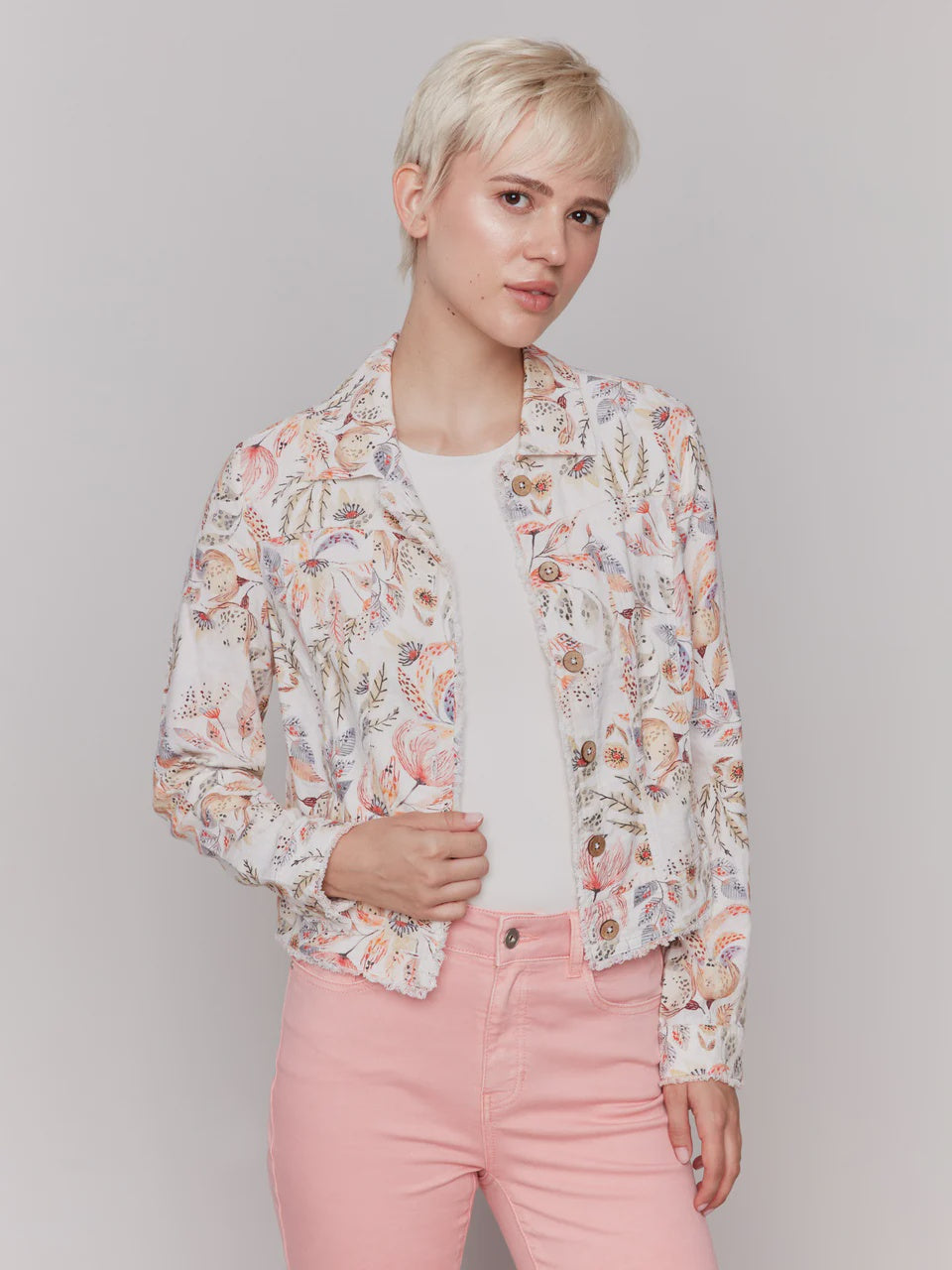 Printed Linen Blend Jacket