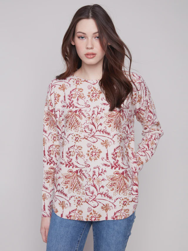 Printed Round Hem Sweater C2818