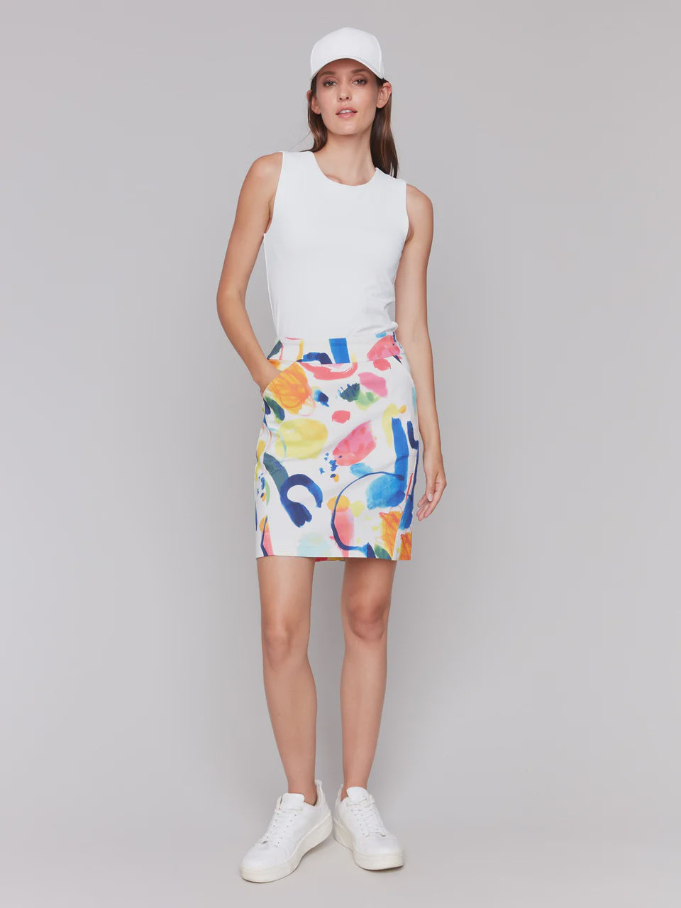 Abstract Print Stretch Skort