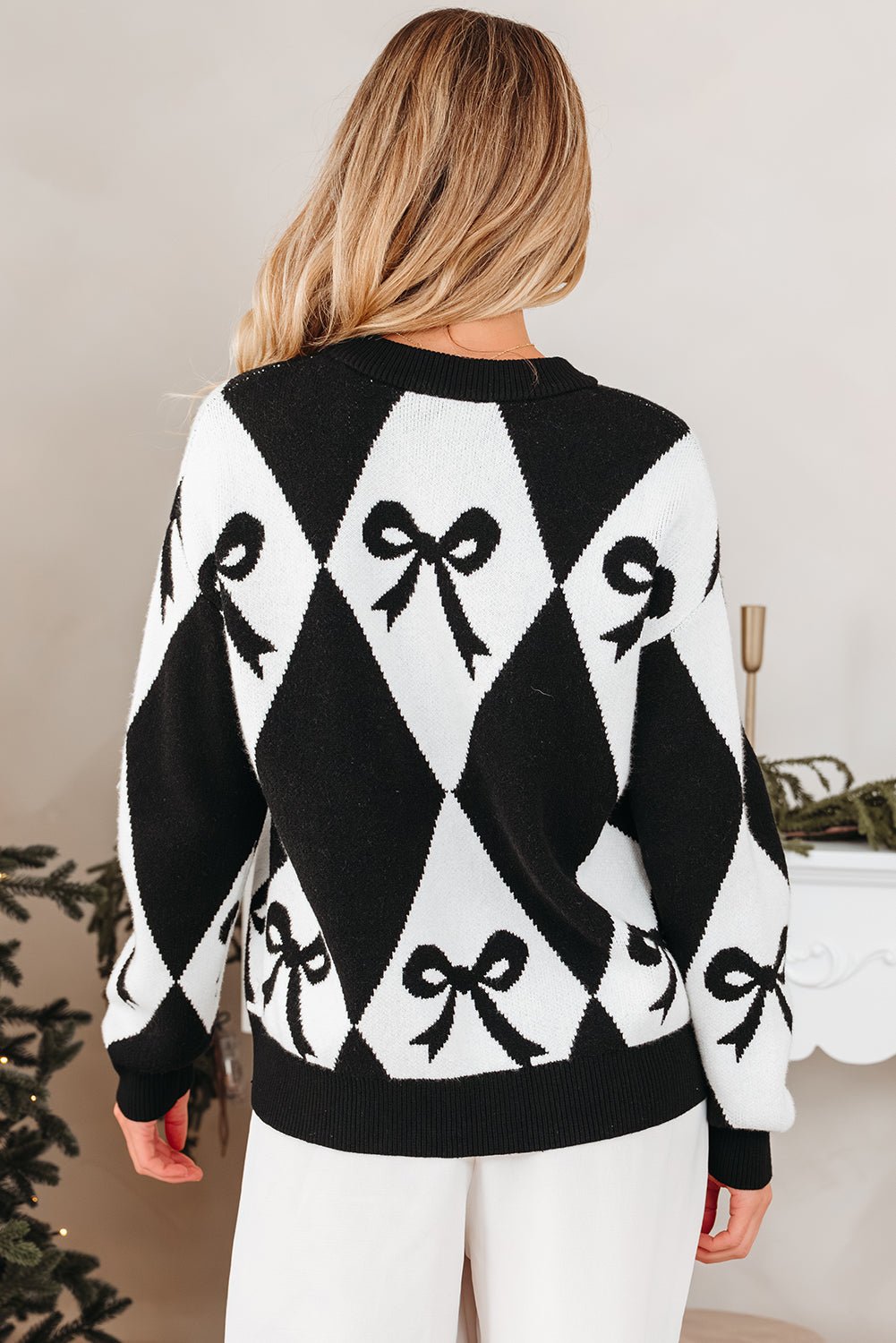 Daetta Rhombus Knit Loose Sweater - Hello Beautiful BoutiqueSweatersThreaded Pear
