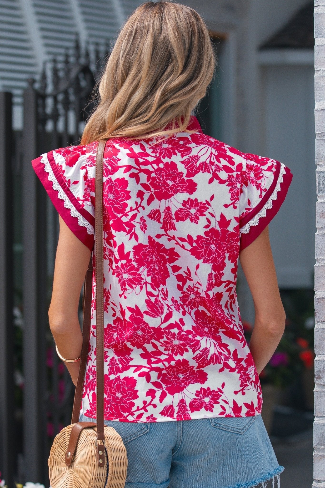 Dahlia Detail Flutter Sleeve Blouse - Hello Beautiful BoutiqueBlouses & ShirtsThreaded Pear
