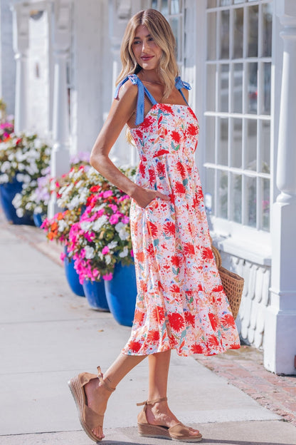 Dahlia Straps High Waist Dress - Hello Beautiful BoutiqueFloral DressesThreaded Pear