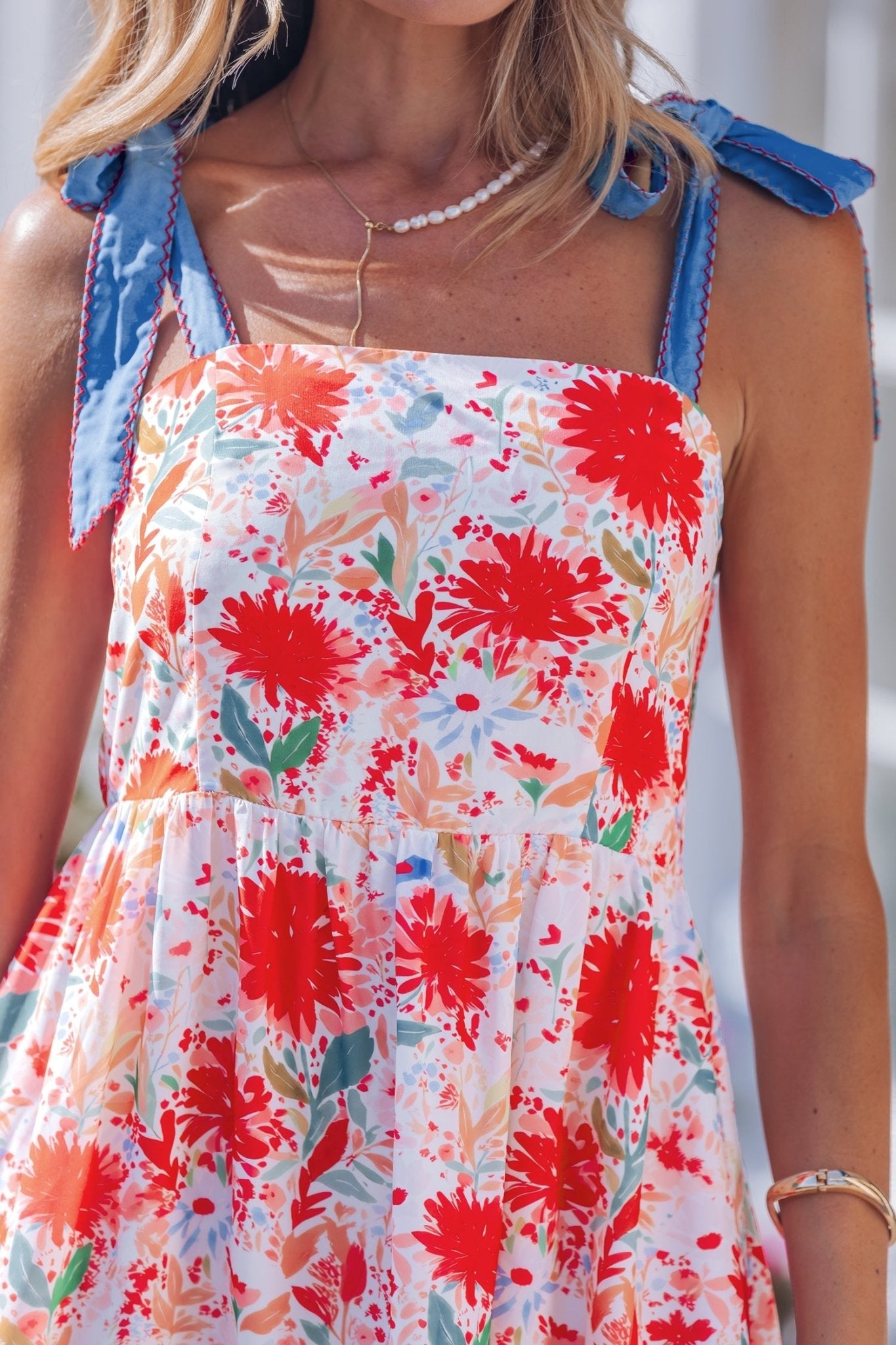 Dahlia Straps High Waist Dress - Hello Beautiful BoutiqueFloral DressesThreaded Pear