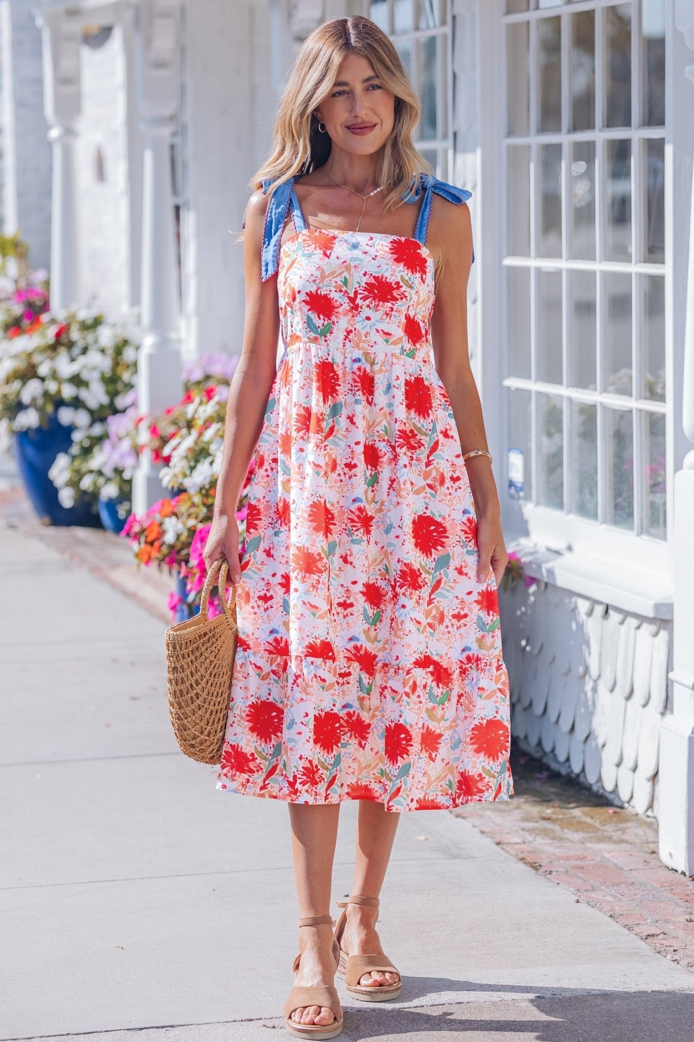 Dahlia Straps High Waist Dress - Hello Beautiful BoutiqueFloral DressesThreaded Pear