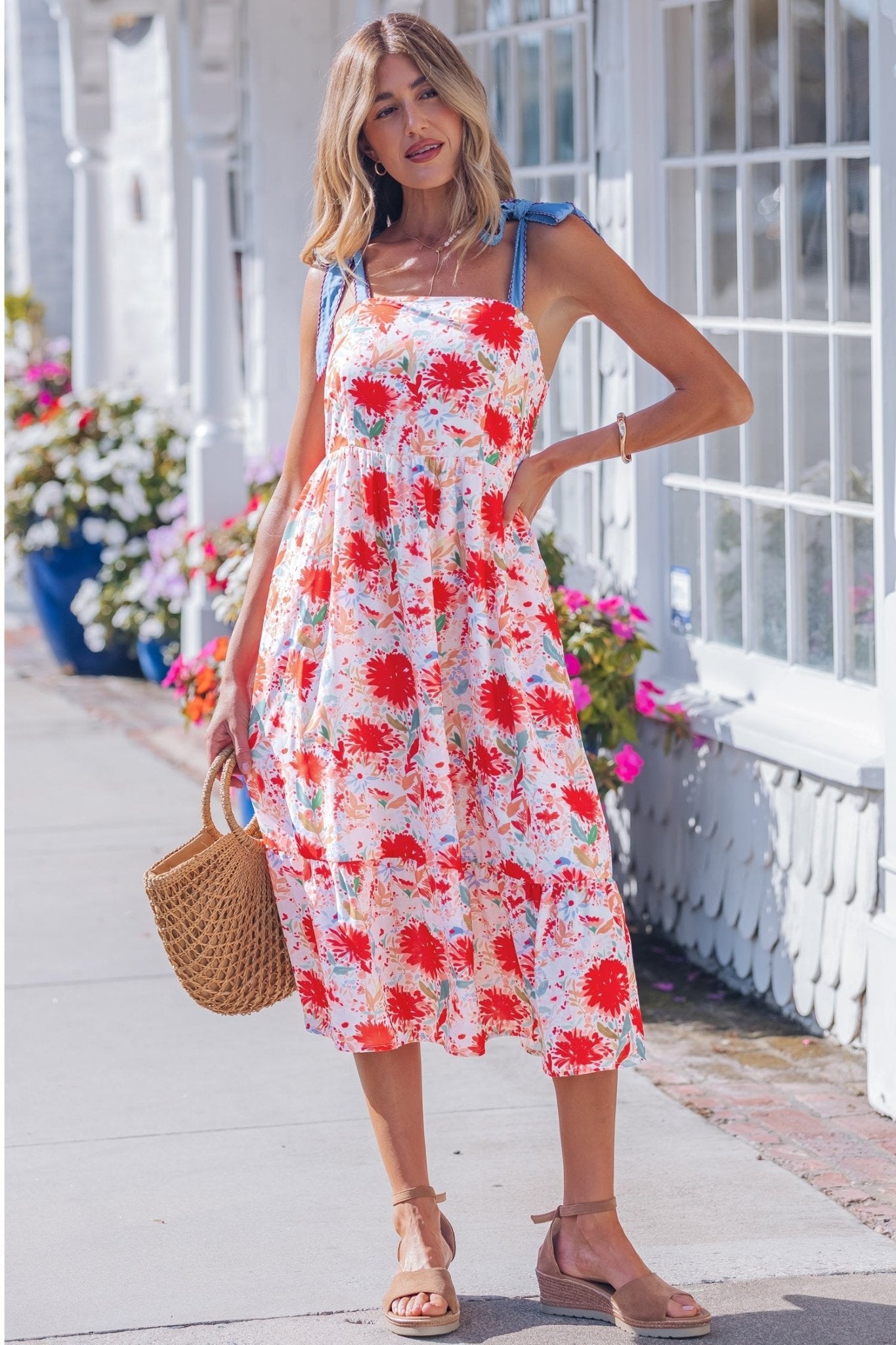 Dahlia Straps High Waist Dress - Hello Beautiful BoutiqueFloral DressesThreaded Pear