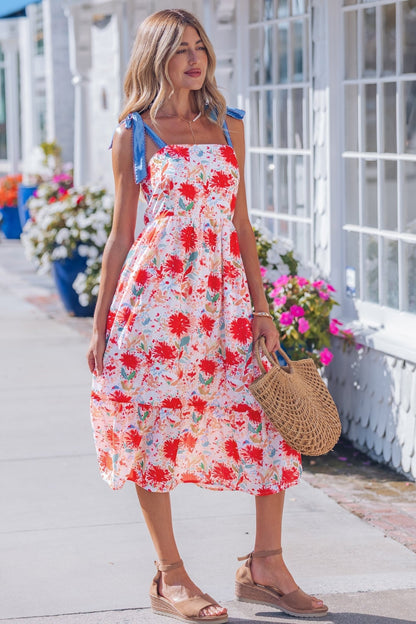 Dahlia Straps High Waist Dress - Hello Beautiful BoutiqueFloral DressesThreaded Pear