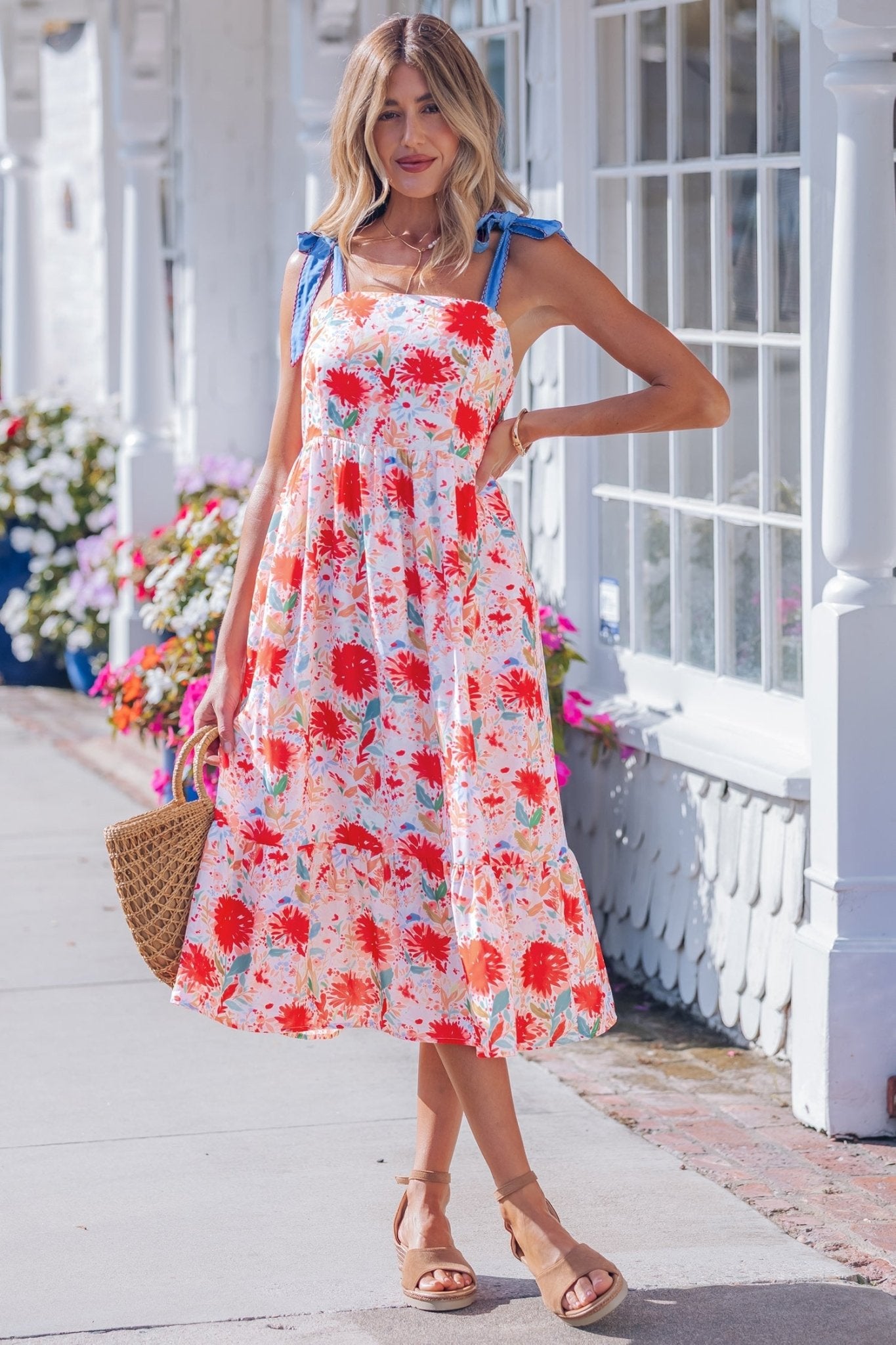 Dahlia Straps High Waist Dress - Hello Beautiful BoutiqueFloral DressesThreaded Pear