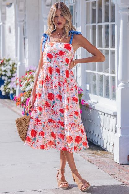 Dahlia Straps High Waist Dress - Hello Beautiful BoutiqueFloral DressesThreaded Pear