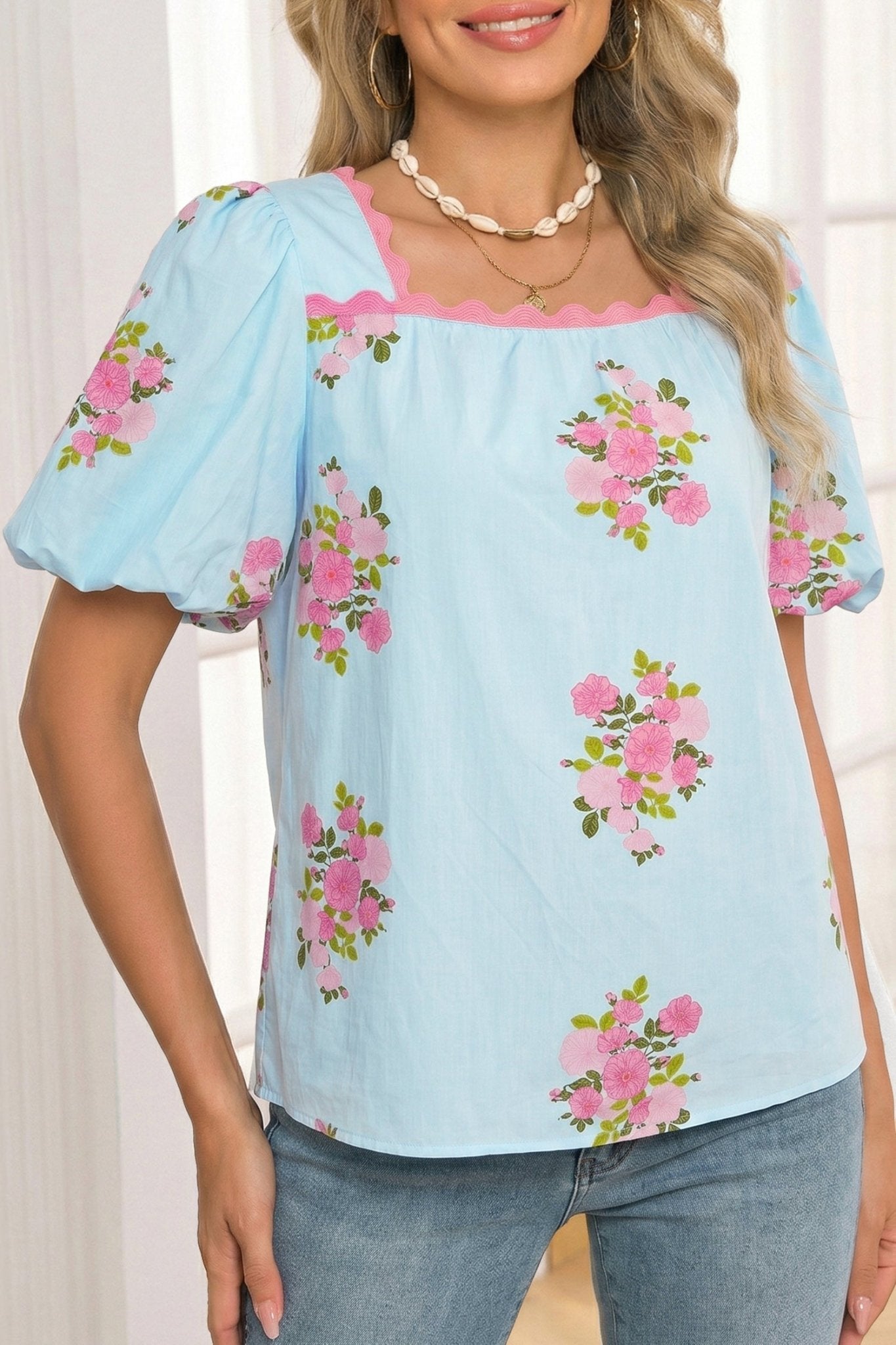 Dalia Detail Bubble Sleeve Blouse - Hello Beautiful BoutiqueBlouses & ShirtsThreaded Pear