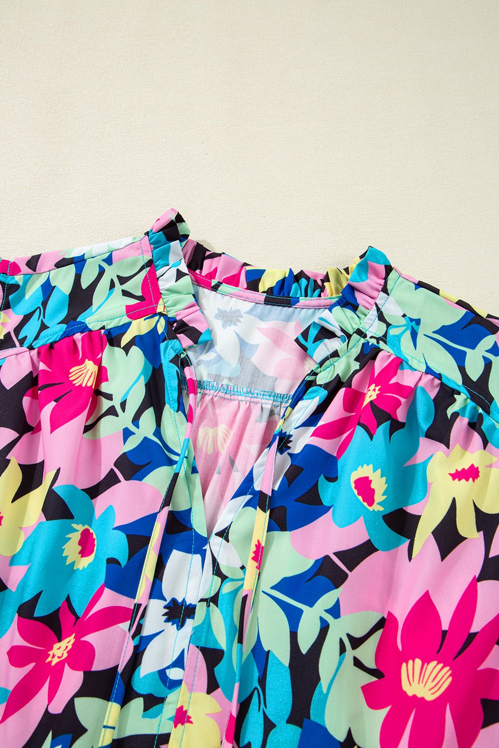 Dani Sleeve Tied Notched PLUS Blouse - Hello Beautiful BoutiquePlus Size Blouses & ShirtsThreaded Pear