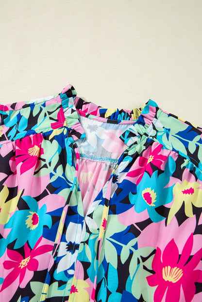 Dani Sleeve Tied Notched PLUS Blouse - Hello Beautiful BoutiquePlus Size Blouses & ShirtsThreaded Pear