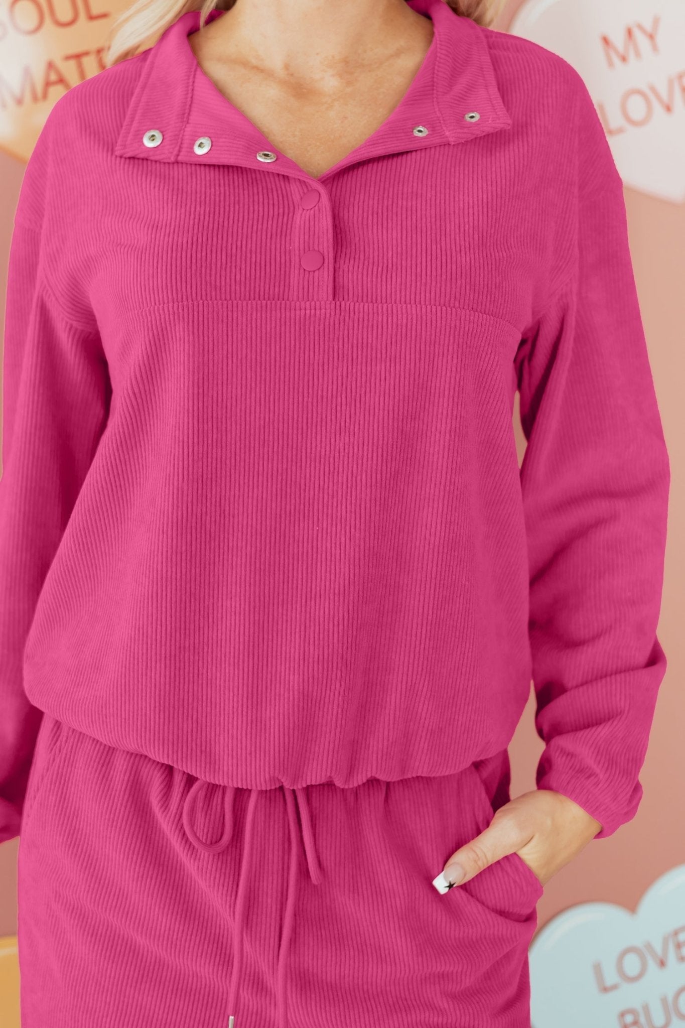 Danna Half Pullover Drawstring Pants Set - Hello Beautiful BoutiquePant SetsThreaded Pear