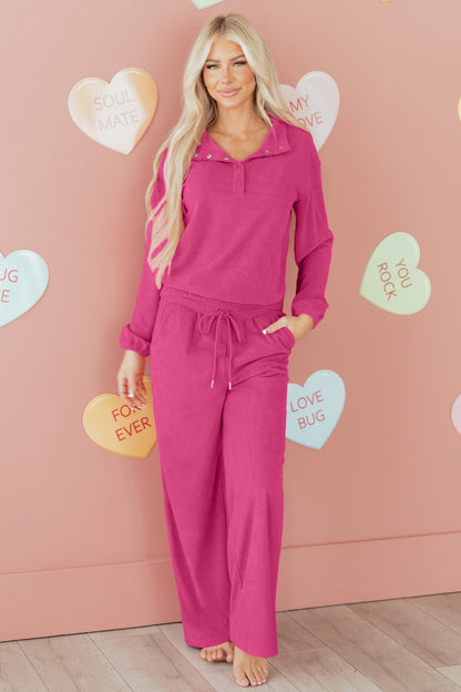 Danna Half Pullover Drawstring Pants Set - Hello Beautiful BoutiquePant SetsThreaded Pear