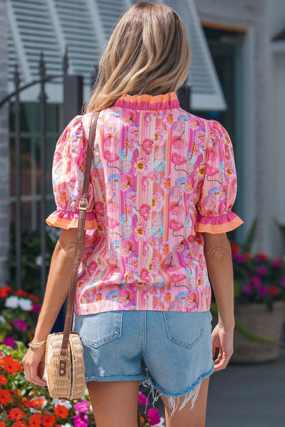 Danna Trim Short Sleeve Blouse - Hello Beautiful BoutiqueBlouses & ShirtsThreaded Pear