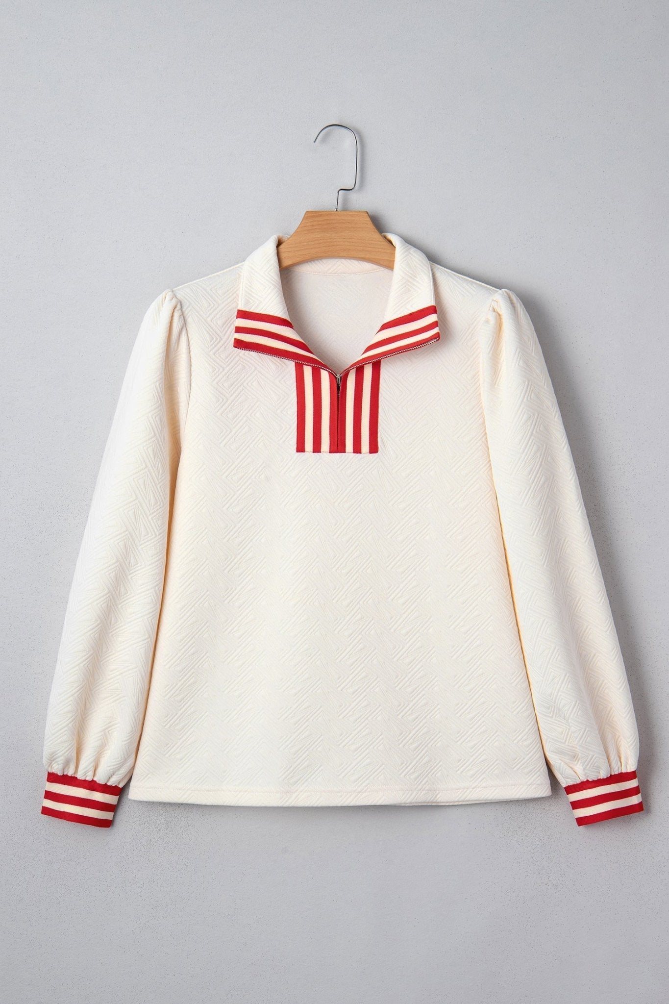 Danna Zipped Collar Pullover Top - Hello Beautiful BoutiqueLong Sleeve TopsThreaded Pear