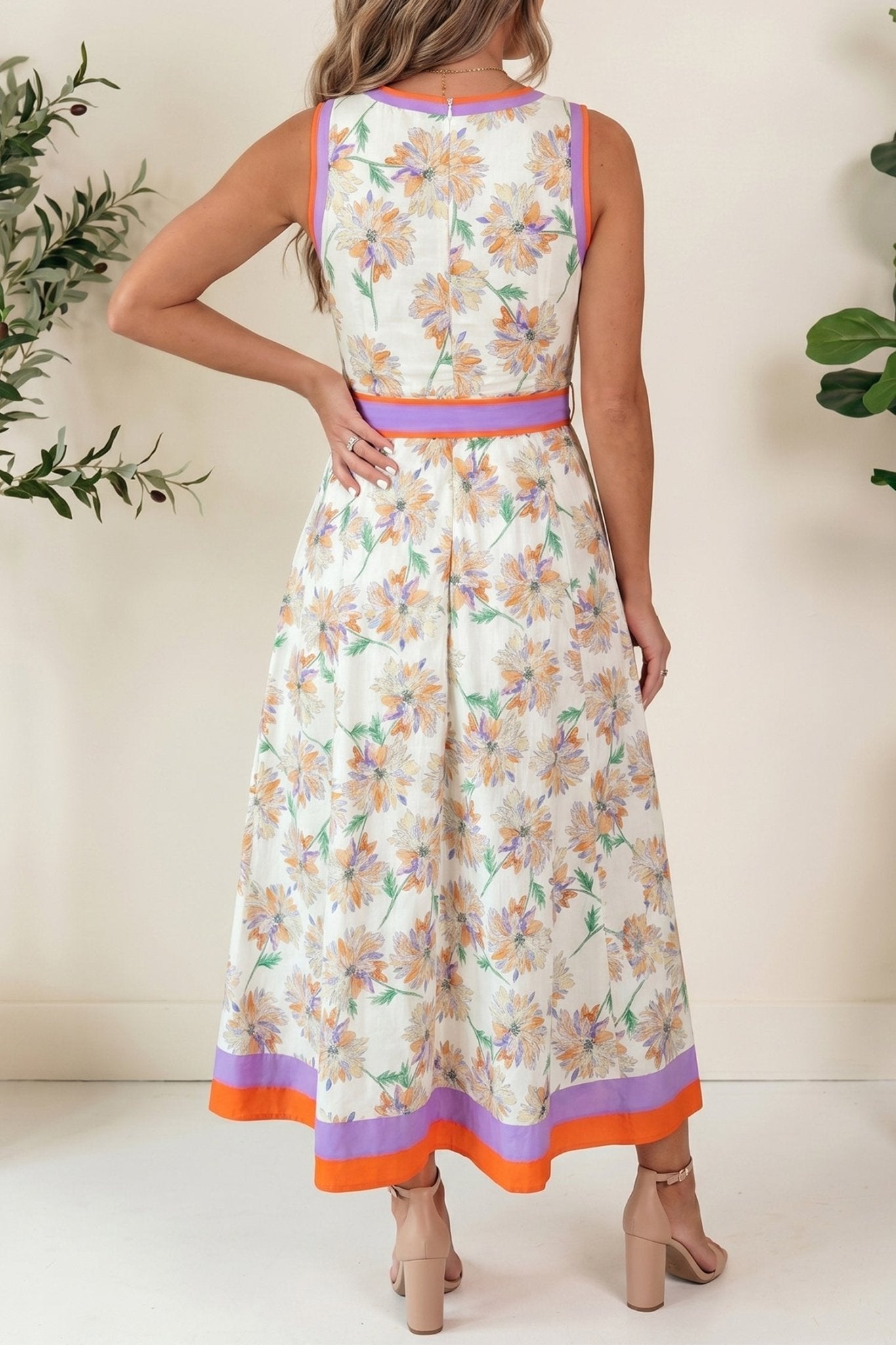 Daphne Belted Sleeveless Maxi Dress - Hello Beautiful BoutiqueFloral DressesThreaded Pear