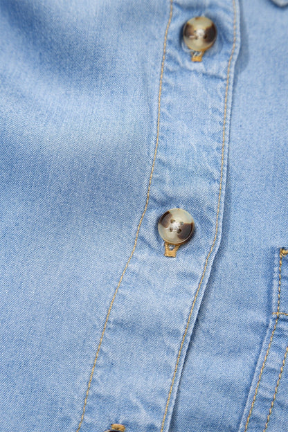 Daphne High Low Chambray Shirt - Hello Beautiful BoutiqueBlouses & ShirtsThreaded Pear
