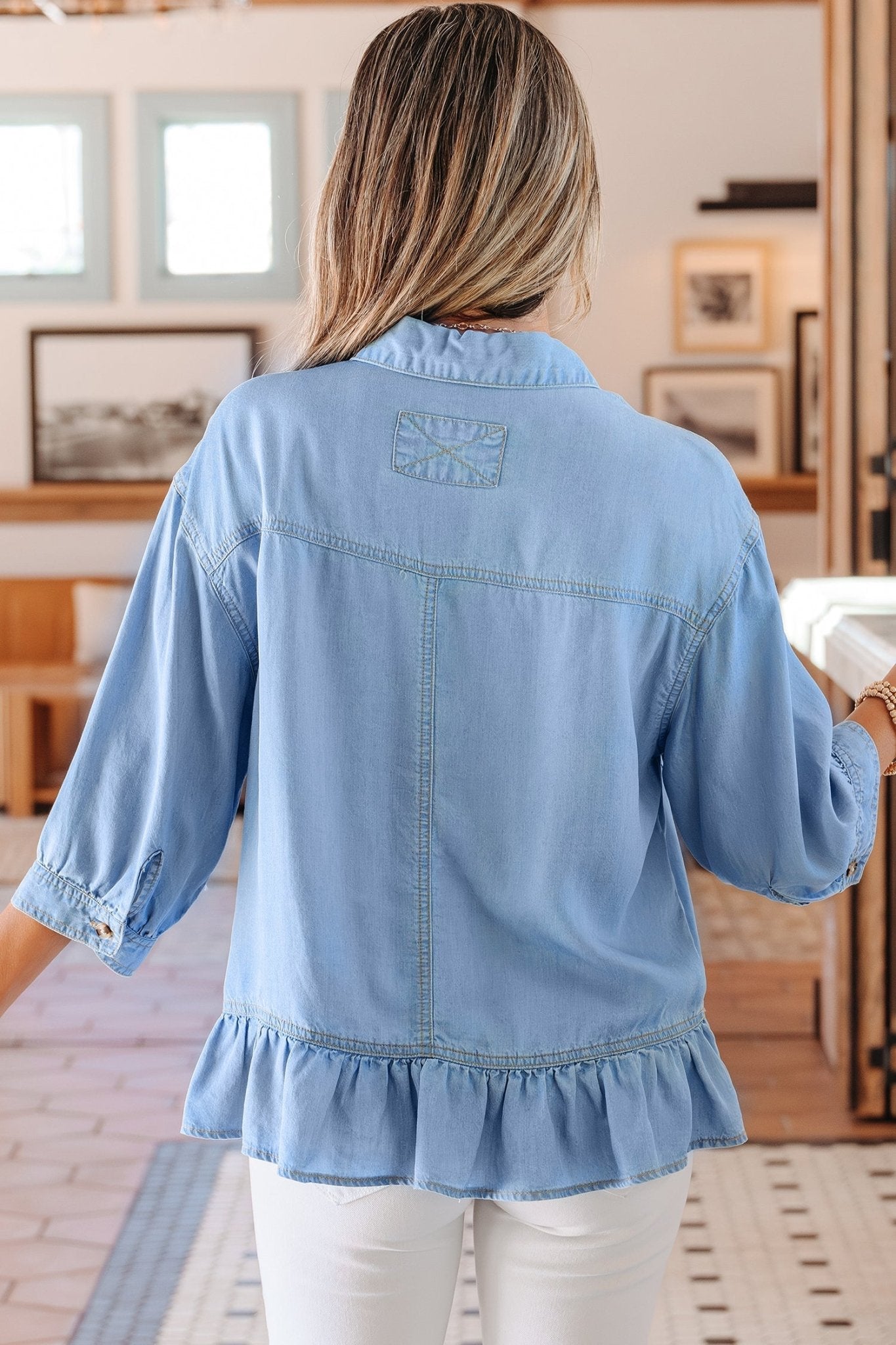 Daphne High Low Chambray Shirt - Hello Beautiful BoutiqueBlouses & ShirtsThreaded Pear
