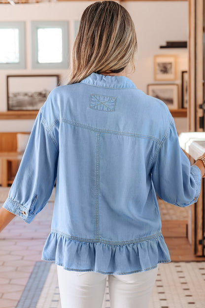 Daphne High Low Chambray Shirt - Hello Beautiful BoutiqueBlouses & ShirtsThreaded Pear